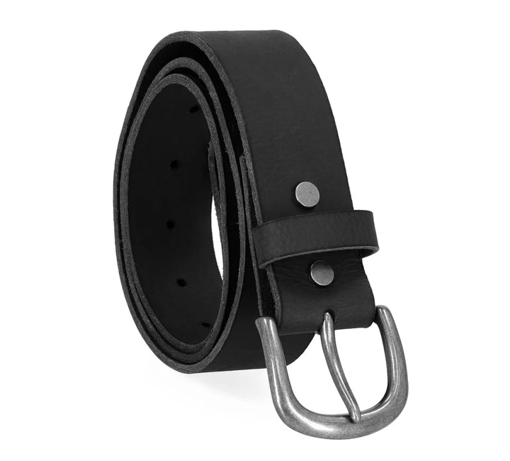 Women's Open Bar & Shield Quad Stud Genuine Leather Belt, Black