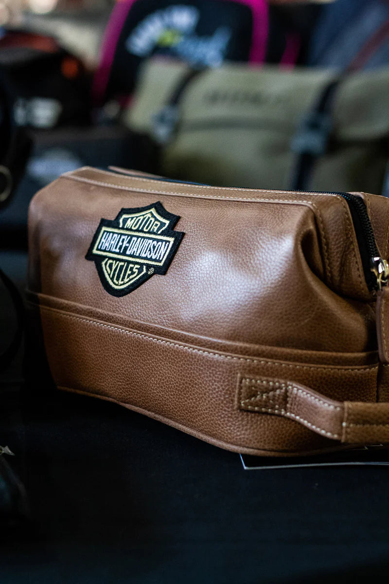 harley davidson toiletry travel bag Custom Top Grain Leather Dopp Kit Gift for Motorcycle Lover and a grab hanlde Tasche Kulturbeutel Harley Davidson Travel